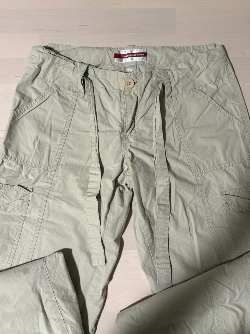 Vintage Light Khaki Low-Rise Cargo Pants